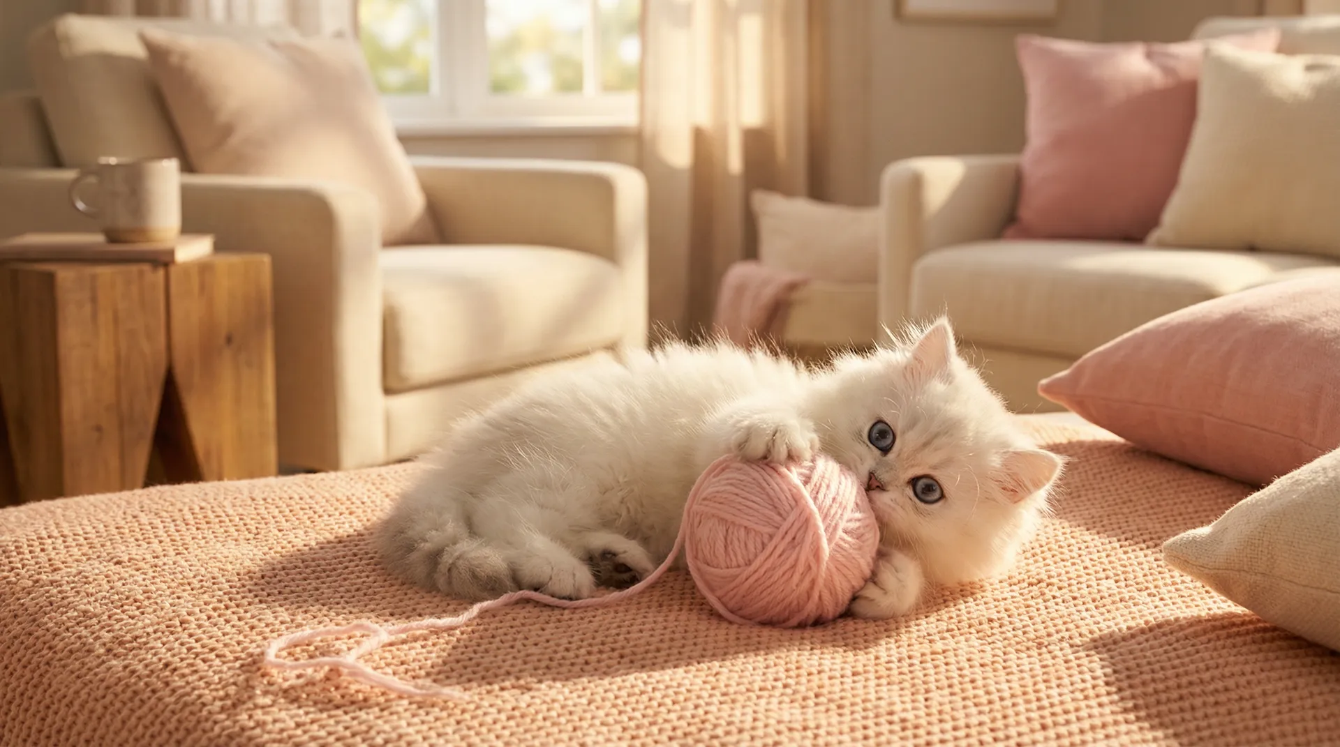 可爱白色小猫玩毛线球 - 新金瓶梅3d上映时间